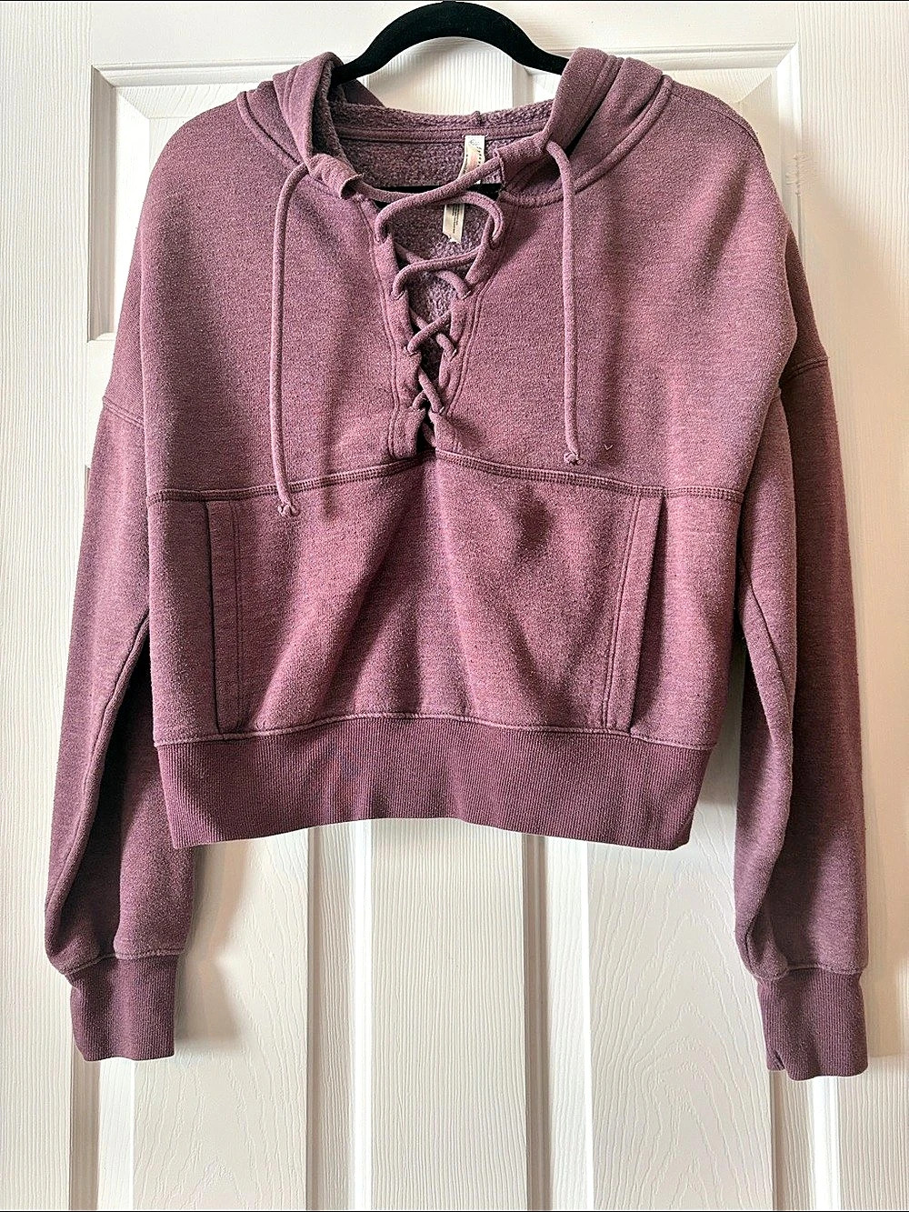 Free People Lace-Up Hoodie in Purple Size small